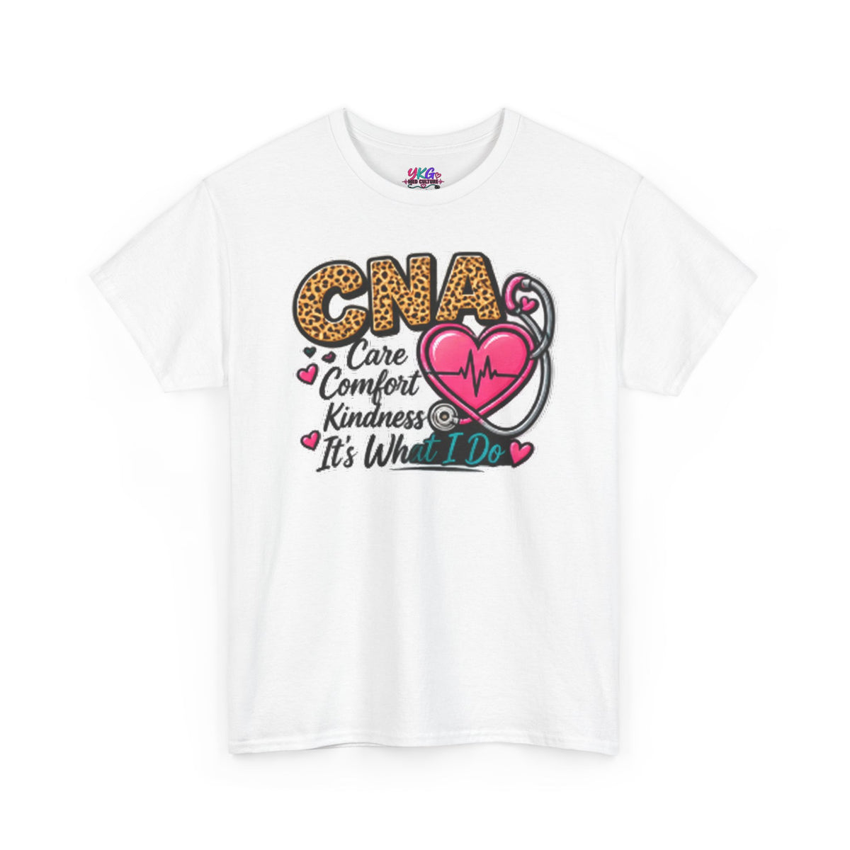 CNA Tee - "Care Comfort Kindness" Heartbeat Stethoscope Shirt for Nursing Assistants