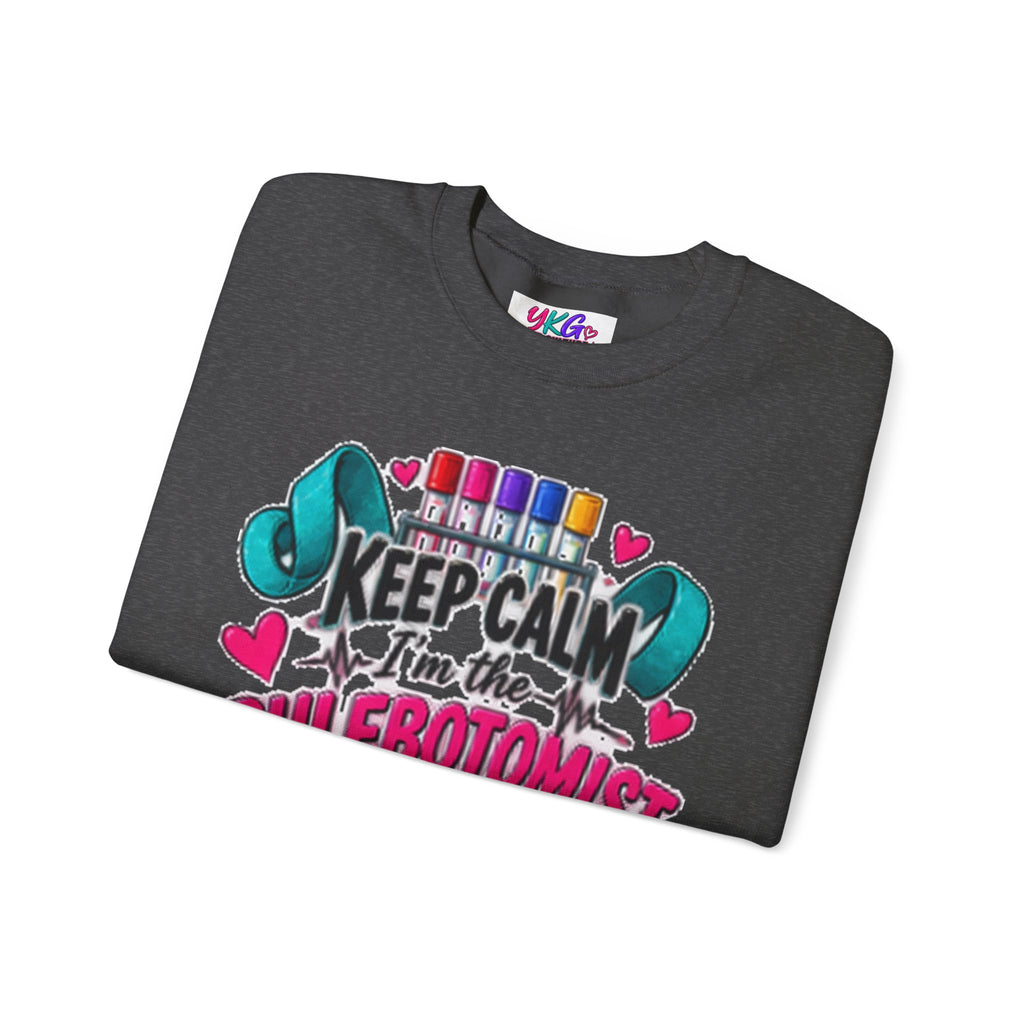 Phlebotomist Crewneck Sweatshirt – 'Keep Calm I'm the Phlebotomist' Cute Medical Gift