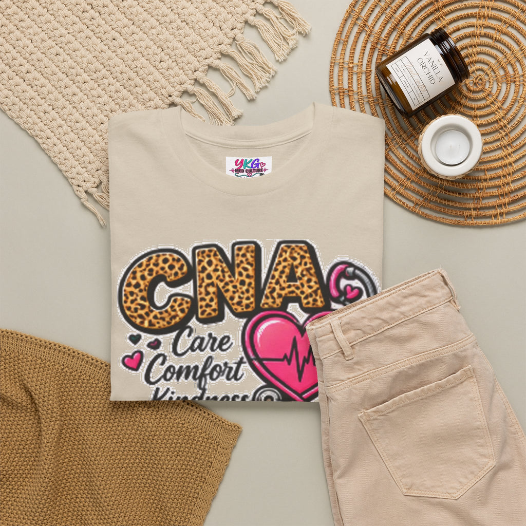 CNA Tee - "Care Comfort Kindness" Heartbeat Stethoscope Shirt for Nursing Assistants