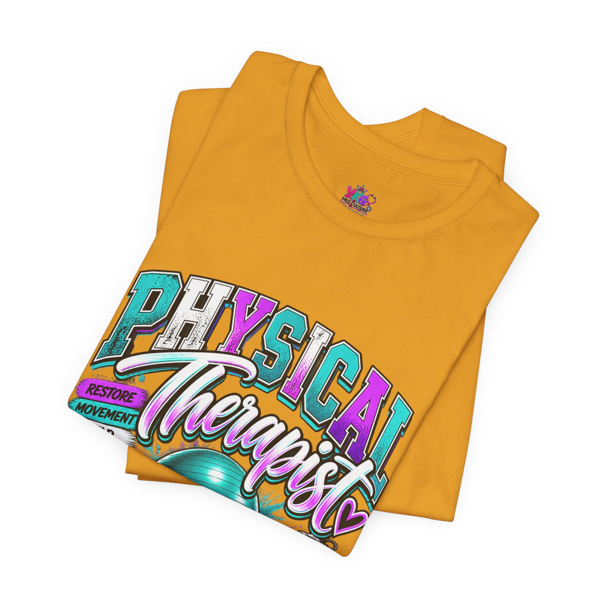 Physical Therapist Tee — Retro Fitness Graphic Shirt ("Physical Therapist: Helping People Move, Change Lives")