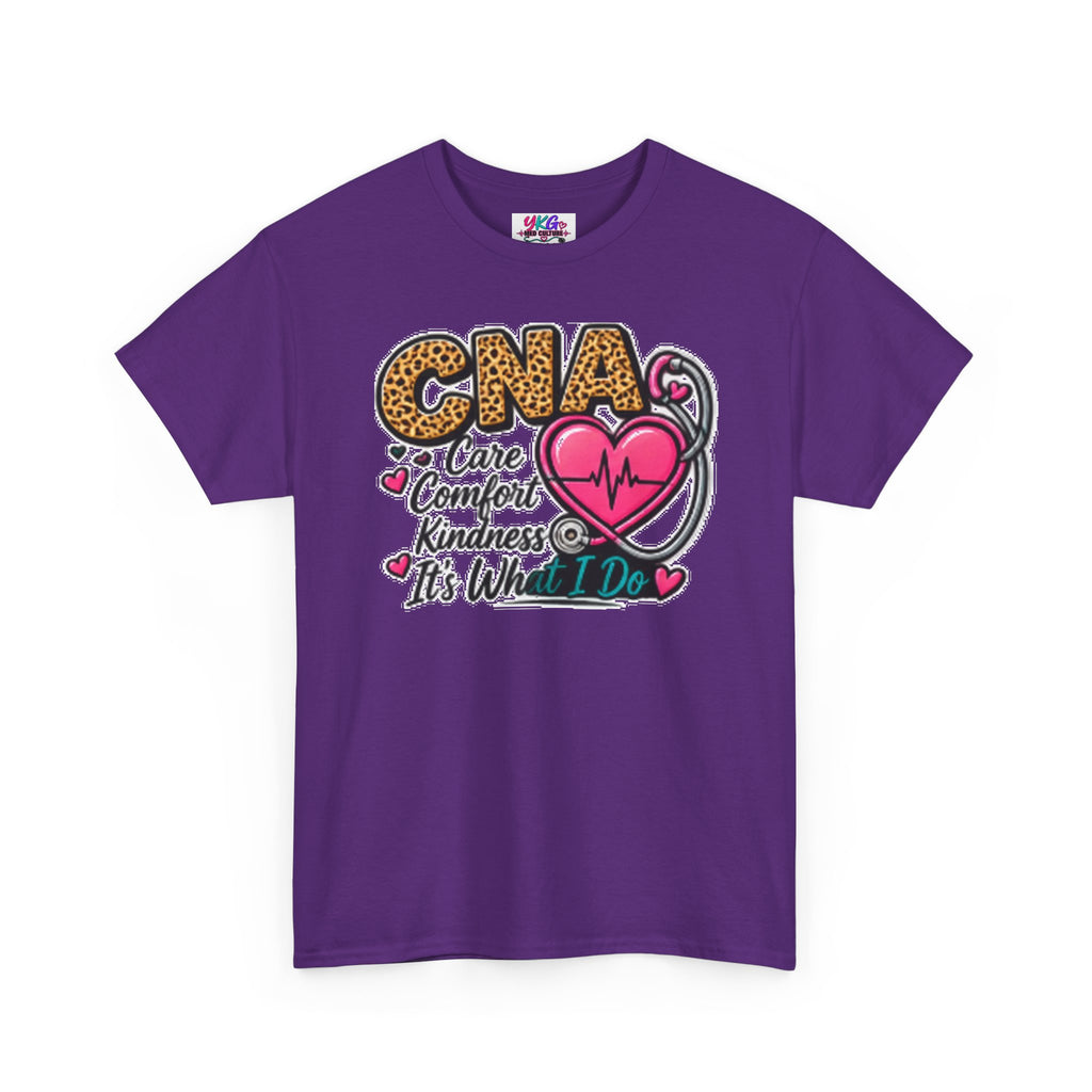 CNA Tee - "Care Comfort Kindness" Heartbeat Stethoscope Shirt for Nursing Assistants