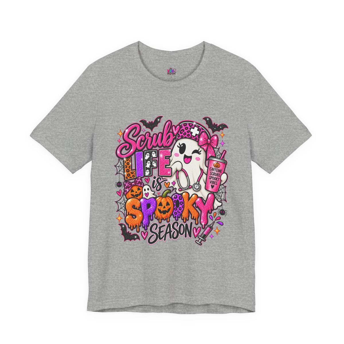 Spooky Season Scrub Life Graphic Tee — Halloween Nurse & Healthcare Cartoon Shirt