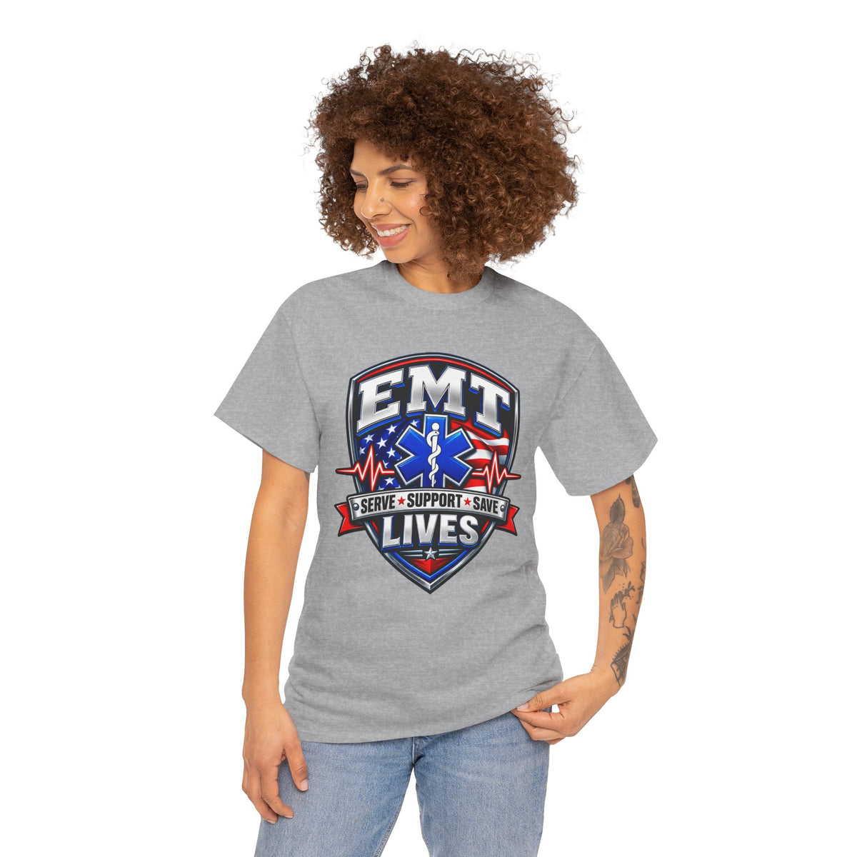 EMT Lives Tee — "Serve • Support • Save" EMS Shield Shirt