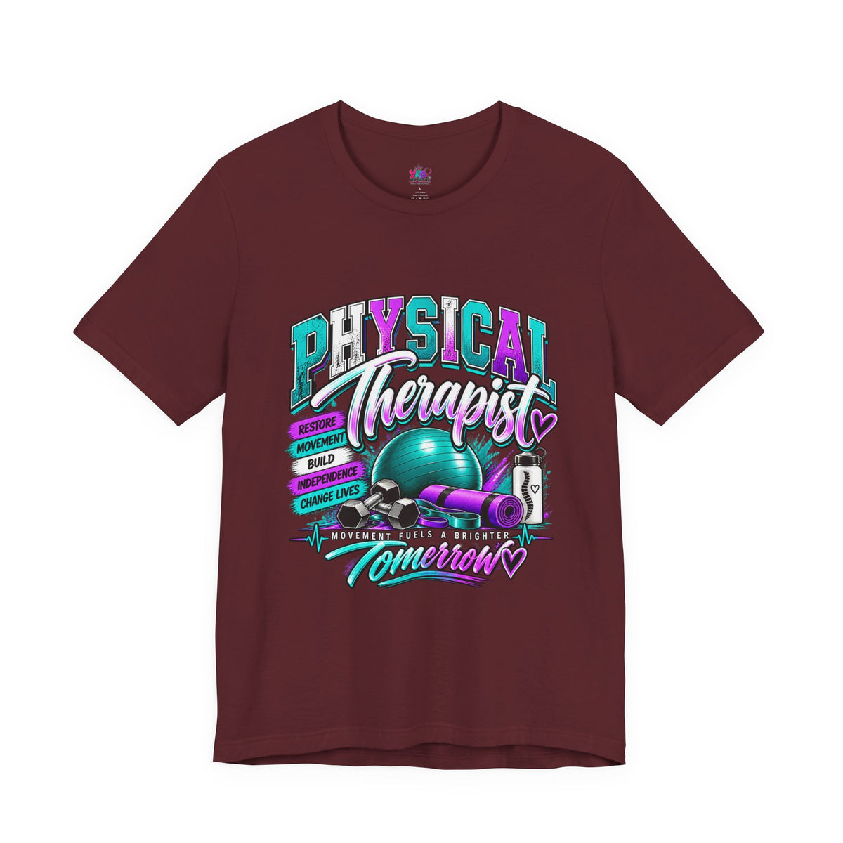 Physical Therapist Tee — Retro Fitness Graphic Shirt ("Physical Therapist: Helping People Move, Change Lives")