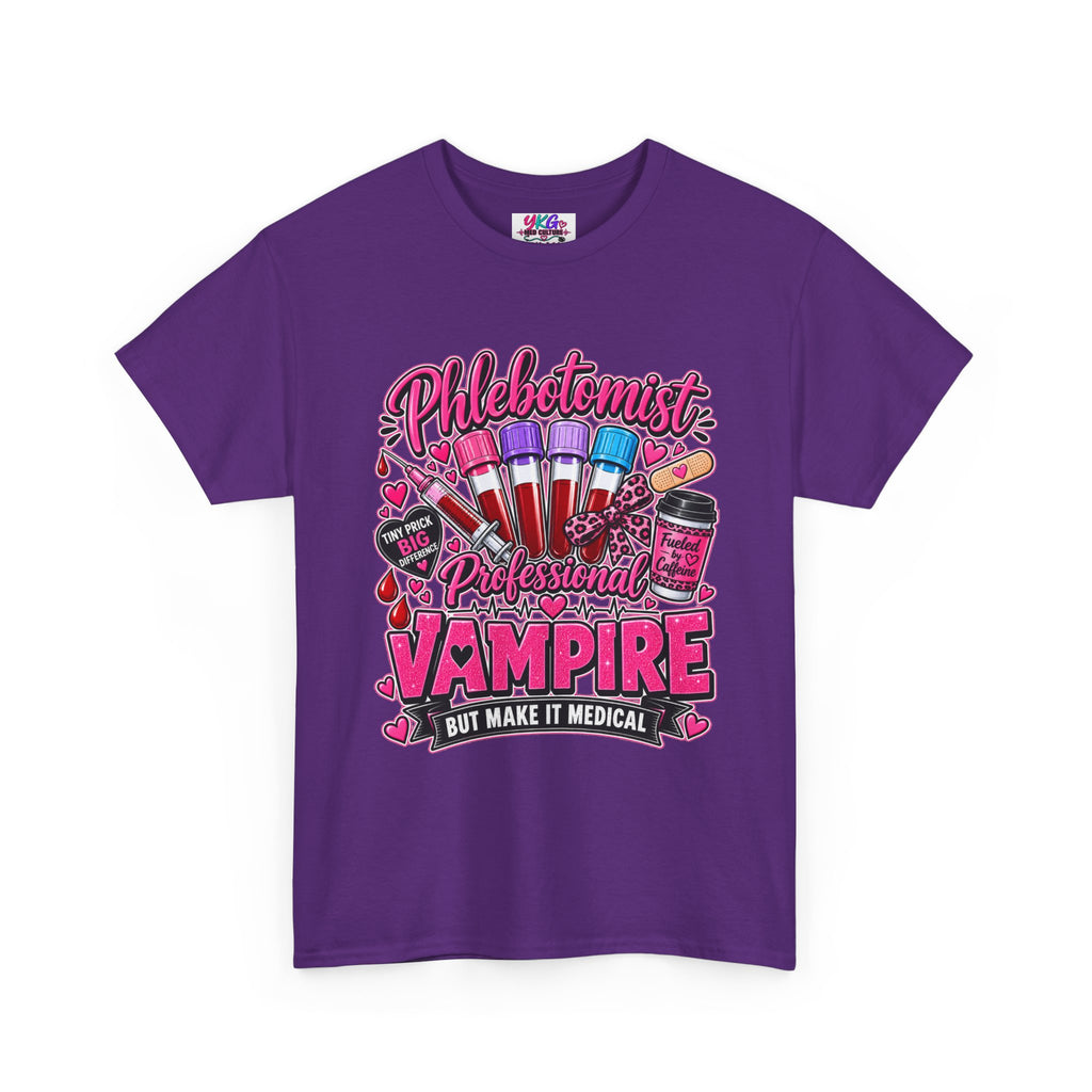 Phlebotomist Vampire T-Shirt – 'Professional Vampire but Make It Medical' Cute Medical Worker Tee