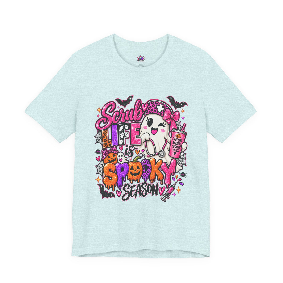 Spooky Season Scrub Life Graphic Tee — Halloween Nurse & Healthcare Cartoon Shirt