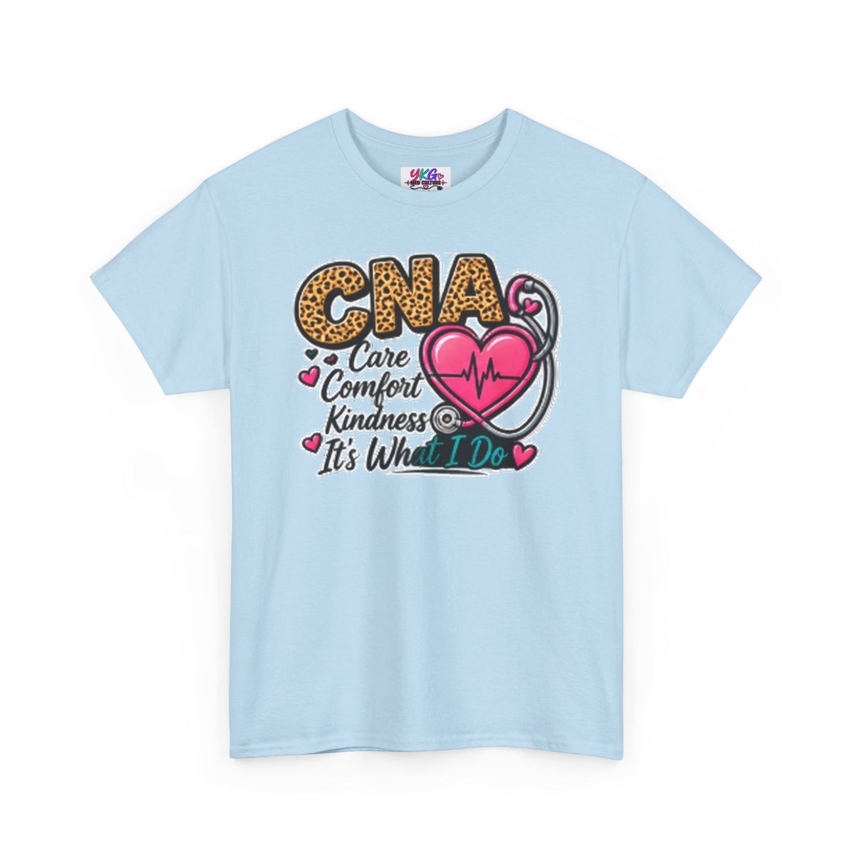 CNA Tee - "Care Comfort Kindness" Heartbeat Stethoscope Shirt for Nursing Assistants