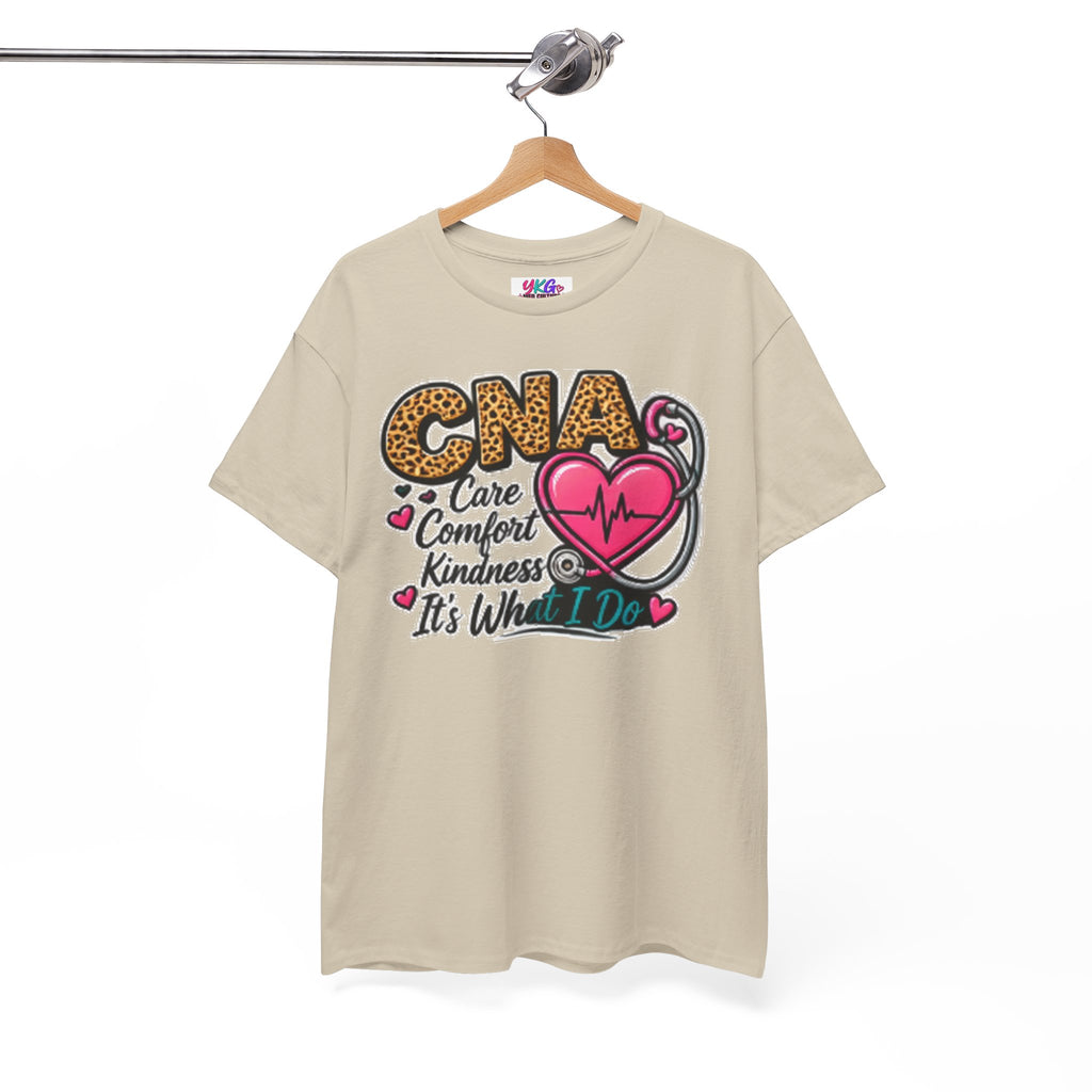 CNA Tee - "Care Comfort Kindness" Heartbeat Stethoscope Shirt for Nursing Assistants