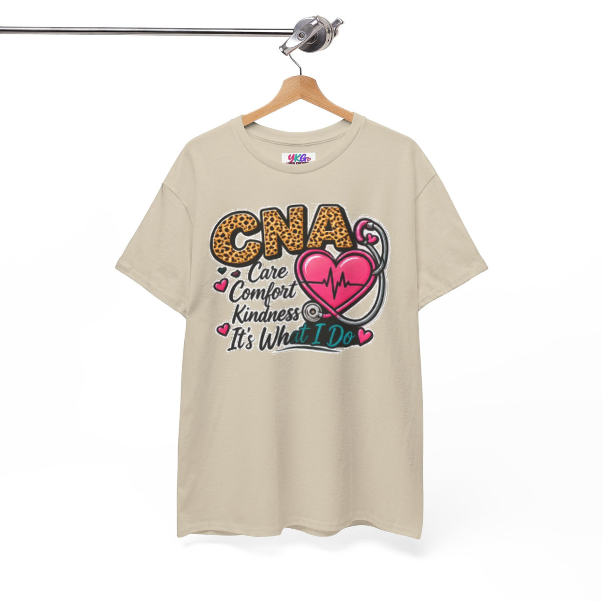 CNA Tee - "Care Comfort Kindness" Heartbeat Stethoscope Shirt for Nursing Assistants