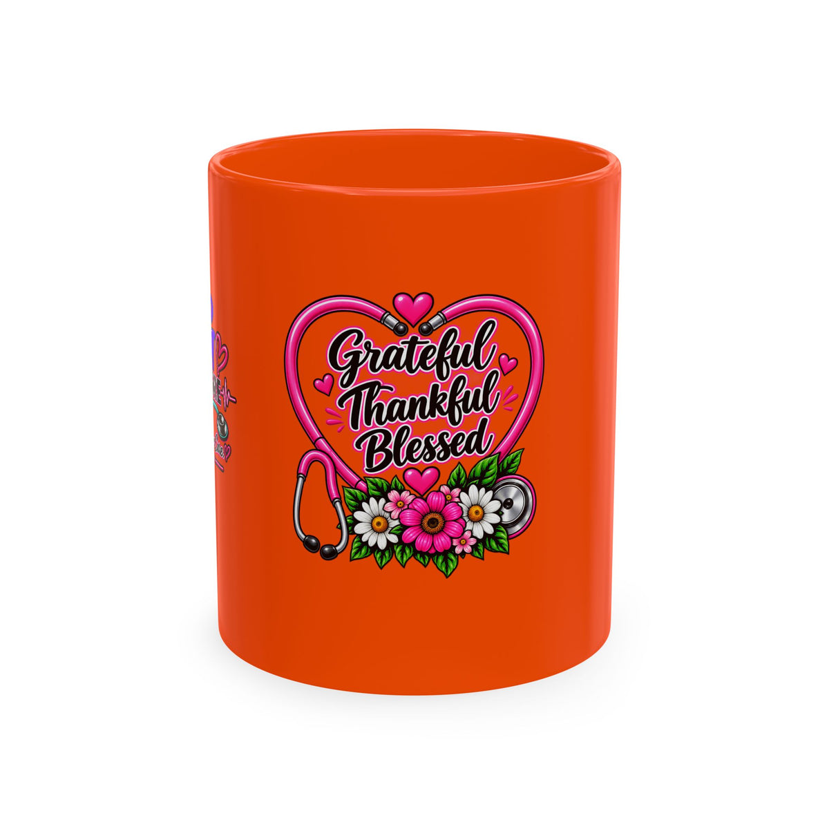 Grateful Thankful Blessed Nurse Mug — Floral Stethoscope Ceramic Coffee Cup