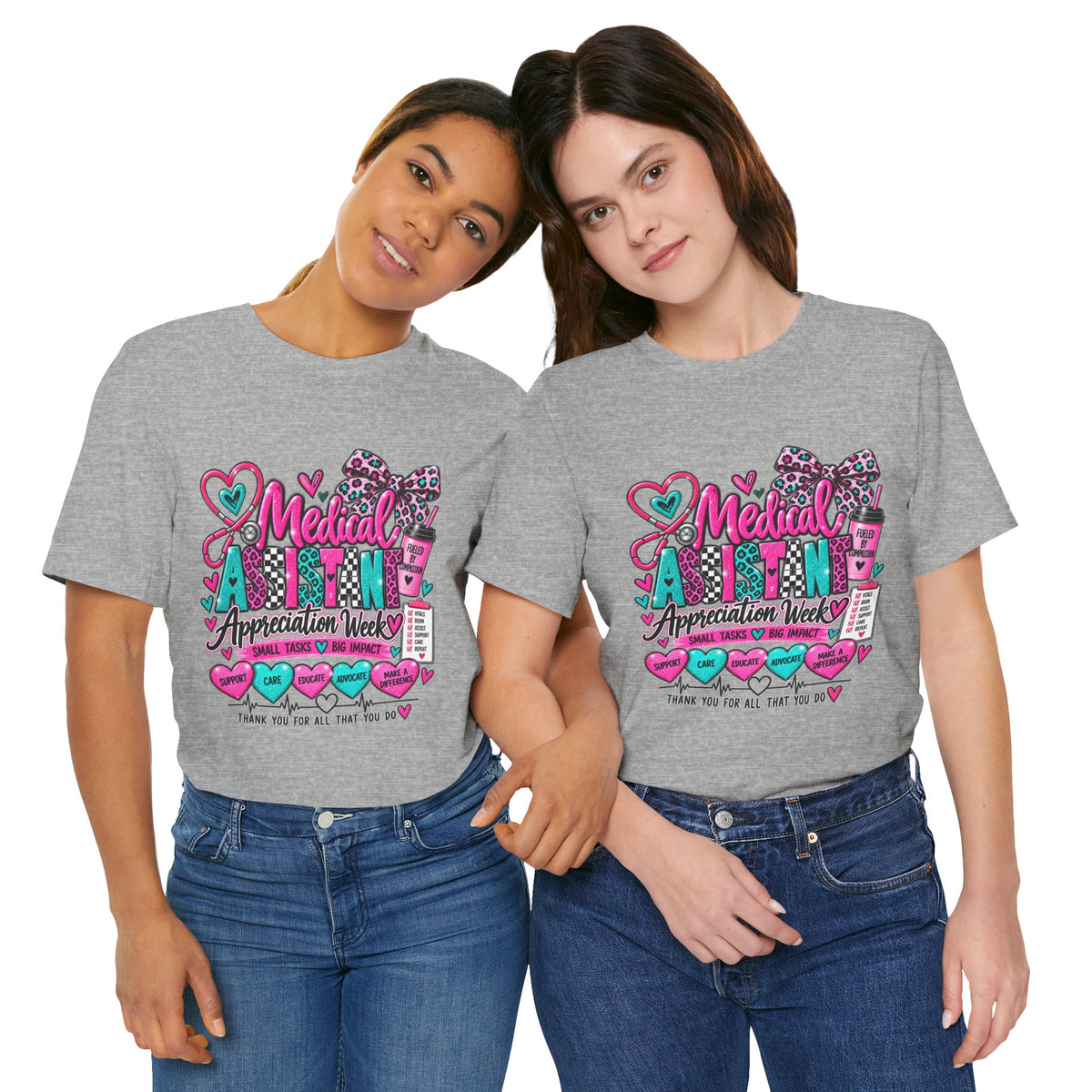 Medical Assistant Appreciation Week T‑Shirt – Cute Pink & Teal Appreciation Tee