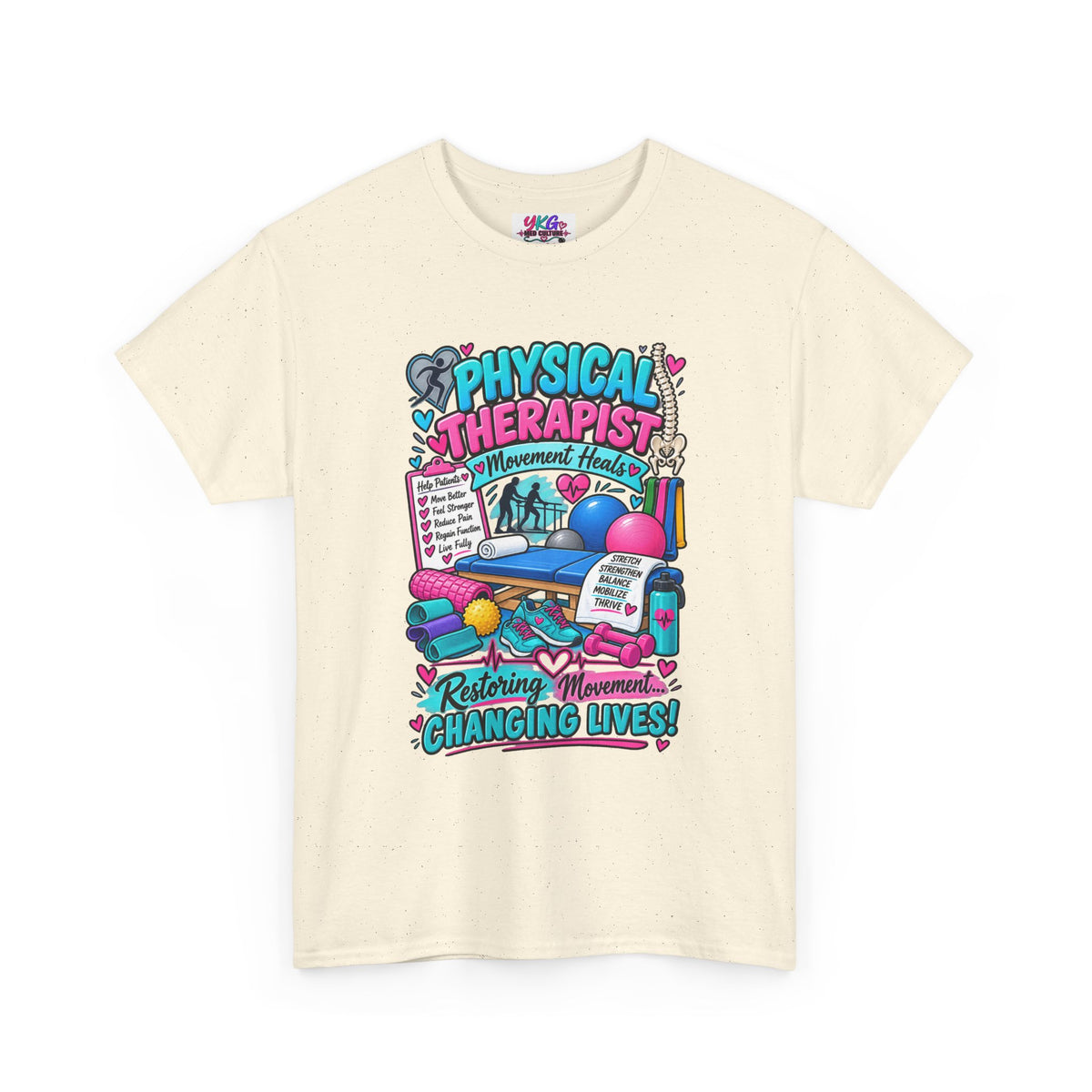 Physical Therapist T-Shirt — "Restoring Movement, Changing Lives" Colorful Rehab Tee