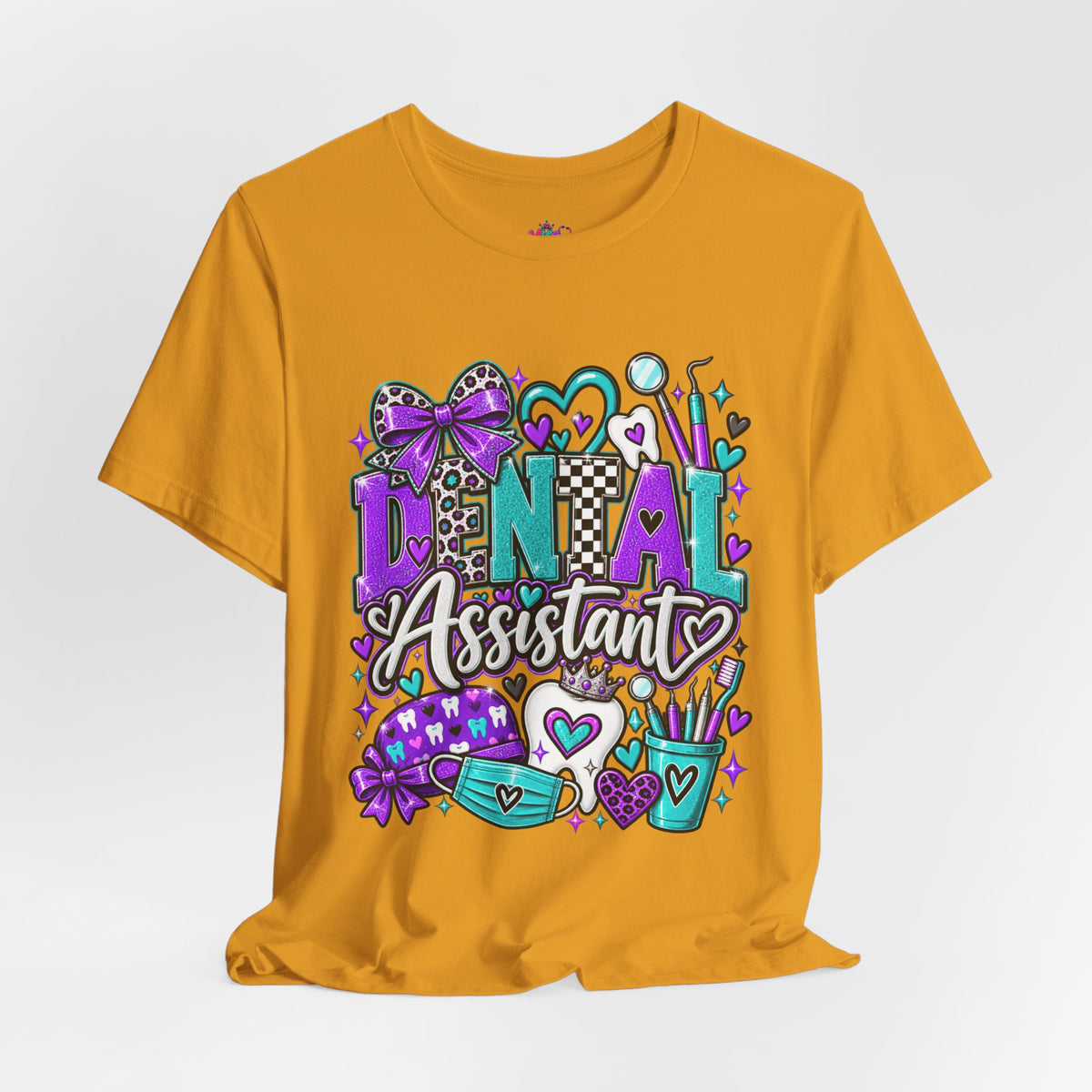 Dental Assistant T‑Shirt — Cute Purple & Teal Doodle Design