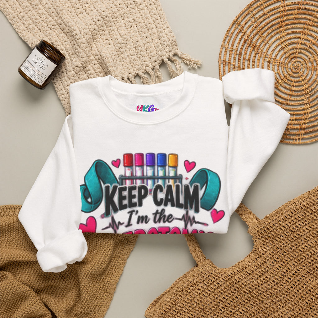 Phlebotomist Crewneck Sweatshirt – 'Keep Calm I'm the Phlebotomist' Cute Medical Gift