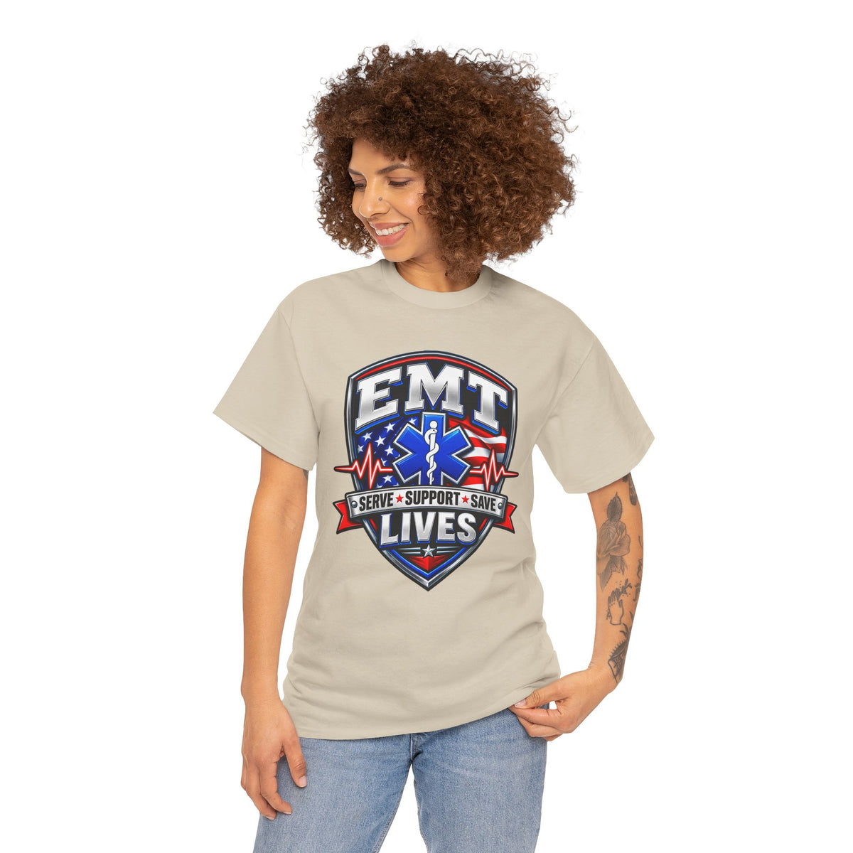 EMT Lives Tee — "Serve • Support • Save" EMS Shield Shirt
