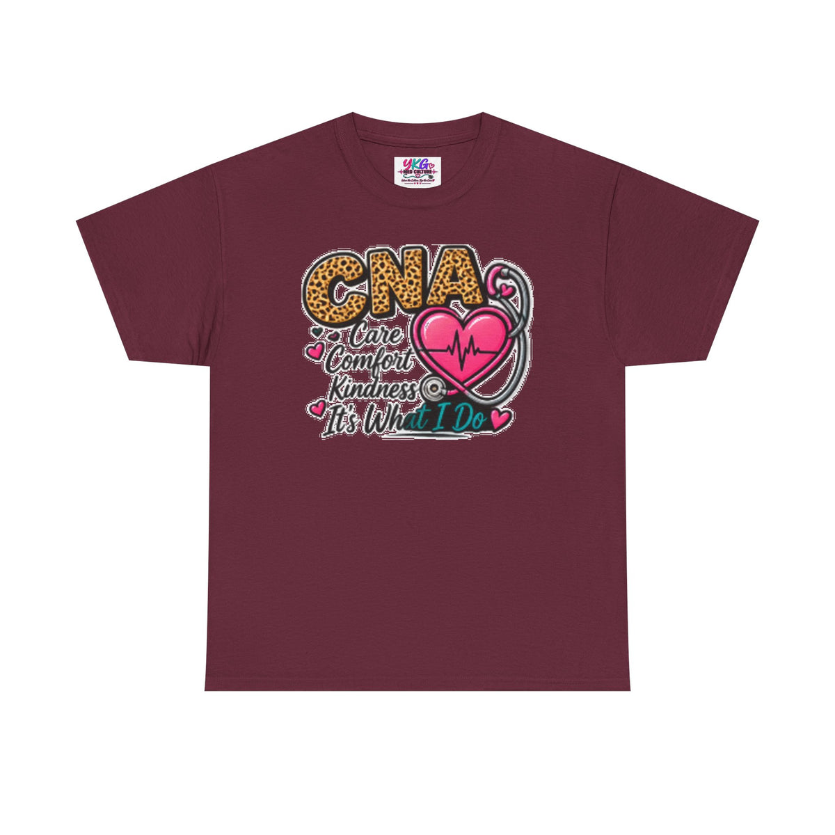 CNA Tee - "Care Comfort Kindness" Heartbeat Stethoscope Shirt for Nursing Assistants