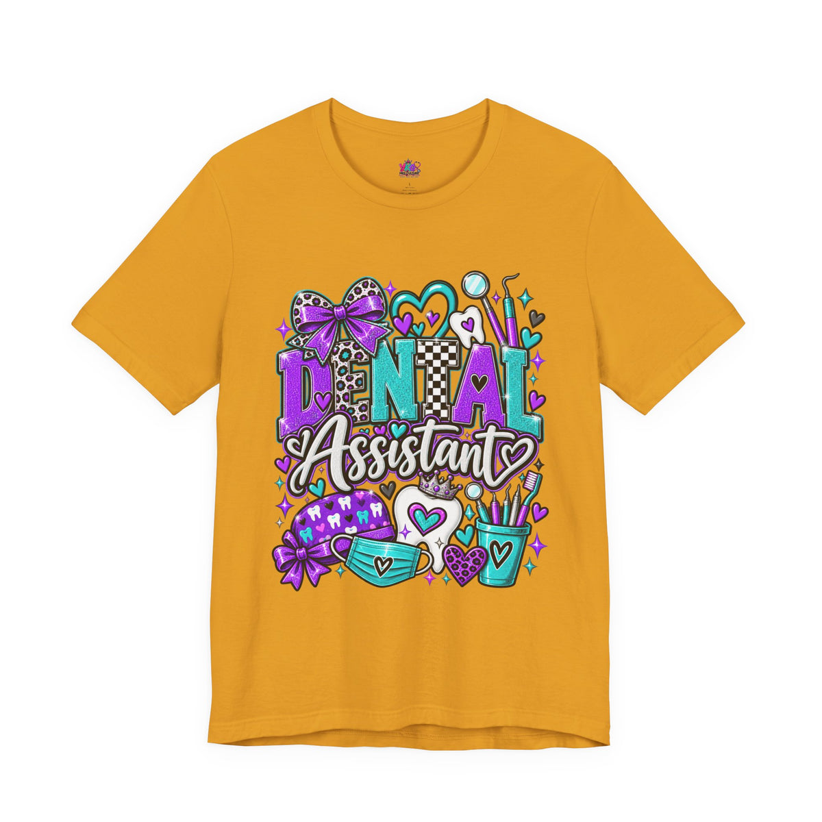 Dental Assistant T‑Shirt — Cute Purple & Teal Doodle Design