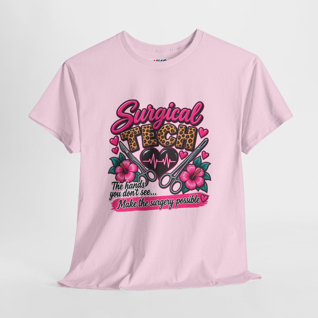 Surgical Tech T-Shirt – Cute Pink Leopard Scrub Scissors Design