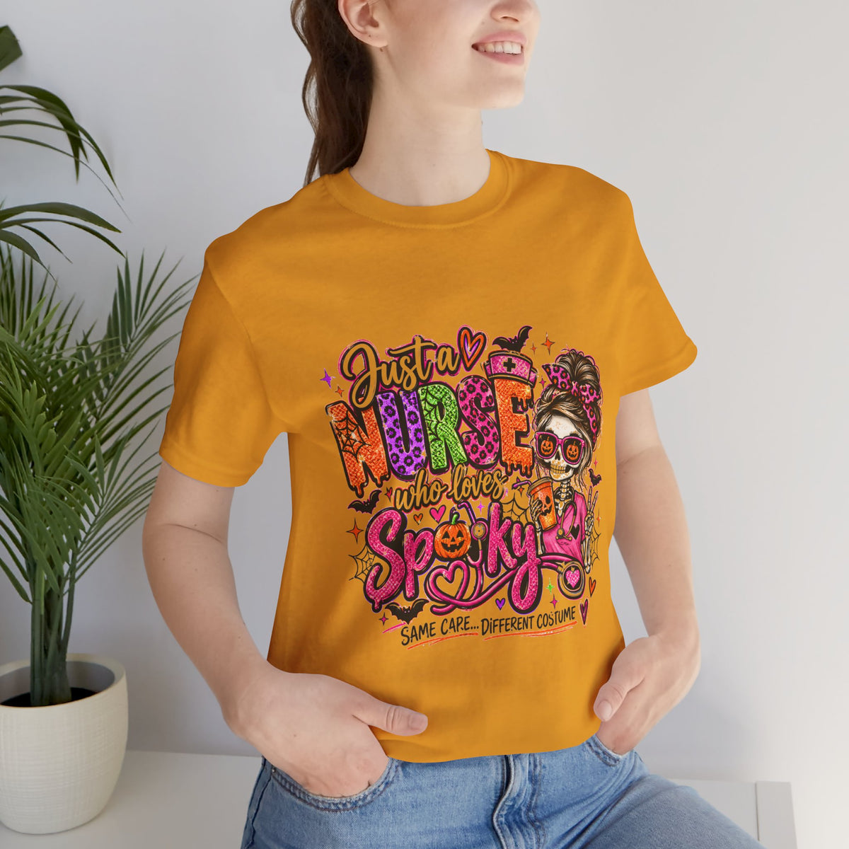 Just a Nurse Who Loves Spooky Tee — Halloween Nurse Graphic Shirt