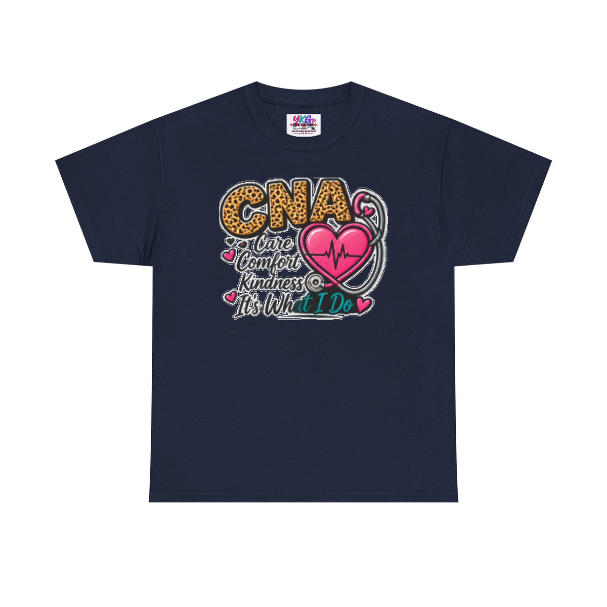 CNA Tee - "Care Comfort Kindness" Heartbeat Stethoscope Shirt for Nursing Assistants