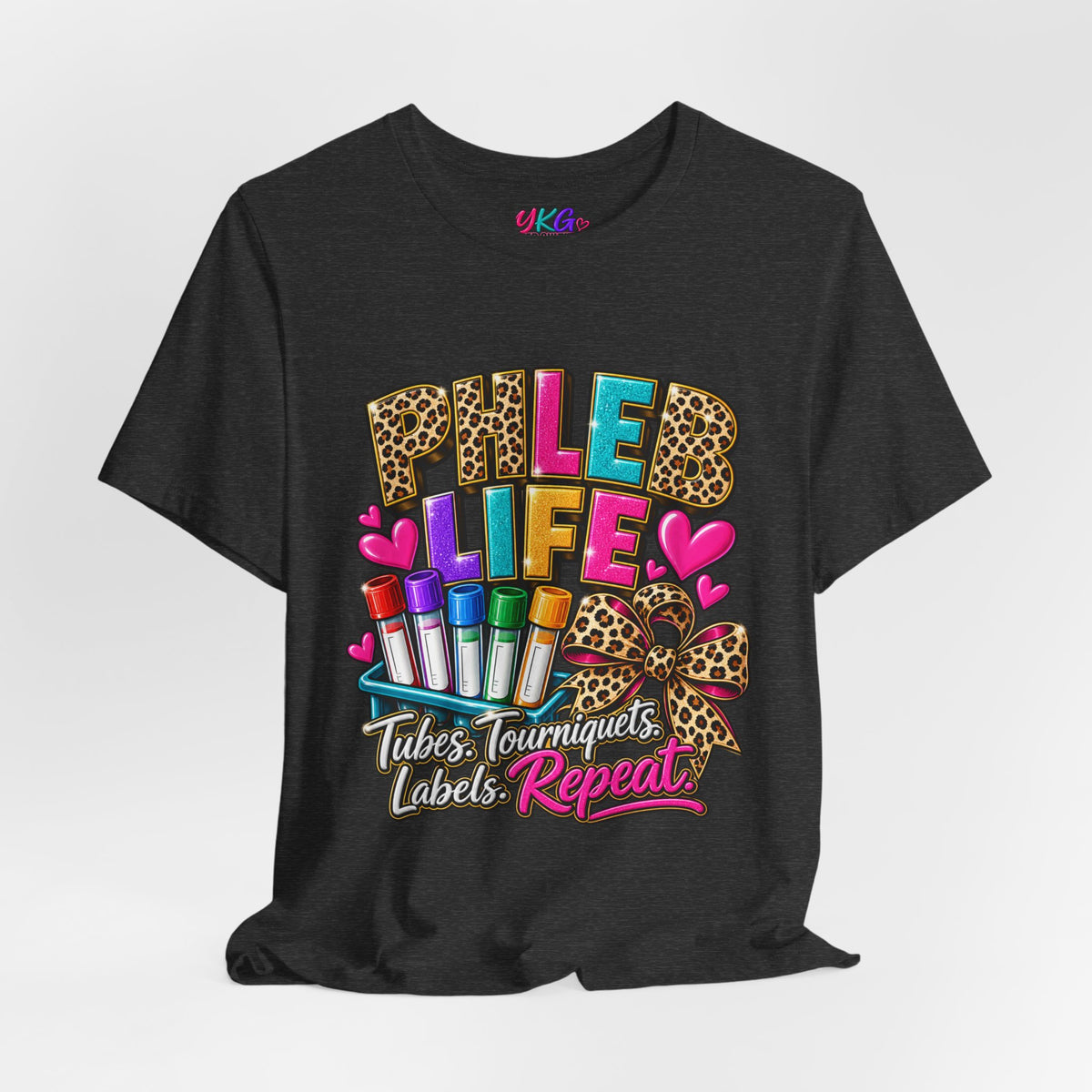 Phlebotomist Squad Tee — "Tubes, Turnarounds, Labels, Repeat" Graphic Shirt