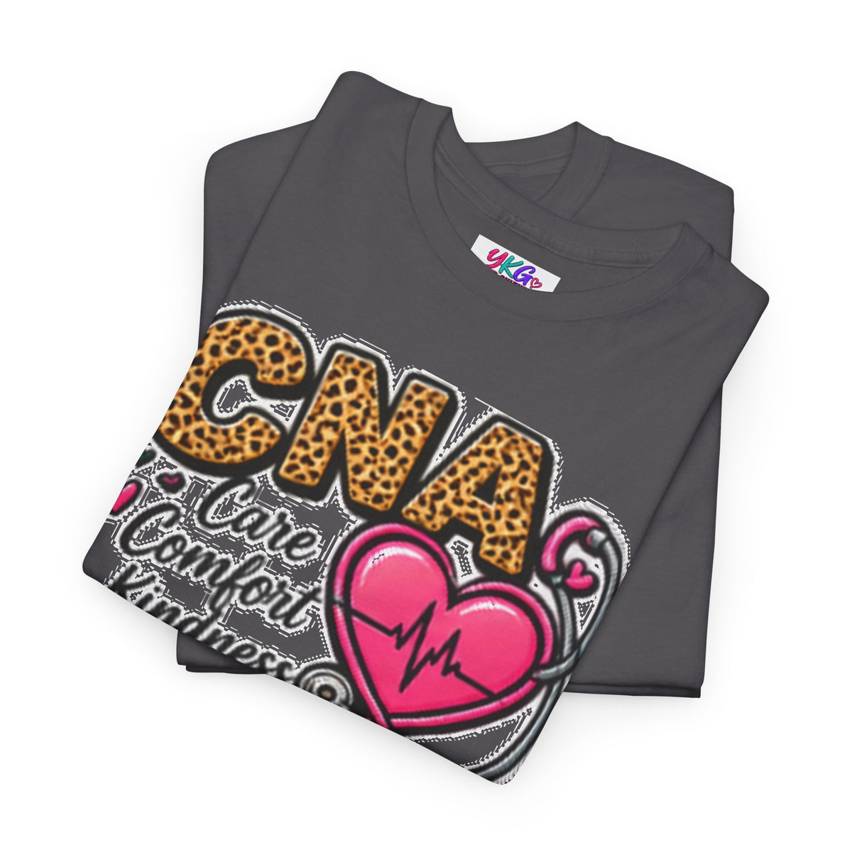 CNA Tee - "Care Comfort Kindness" Heartbeat Stethoscope Shirt for Nursing Assistants