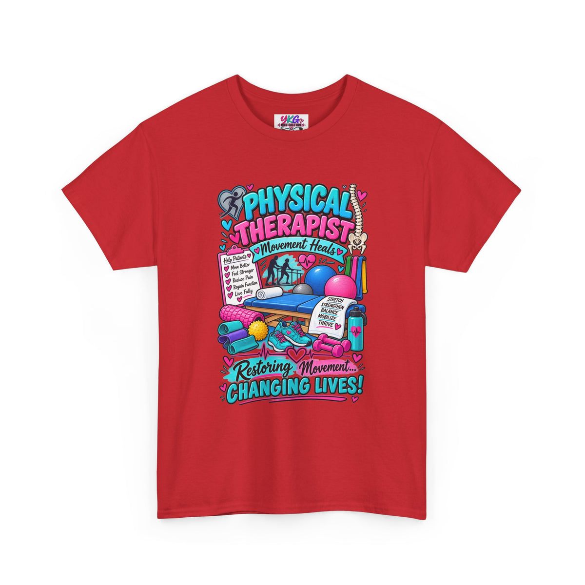 Physical Therapist T-Shirt — "Restoring Movement, Changing Lives" Colorful Rehab Tee