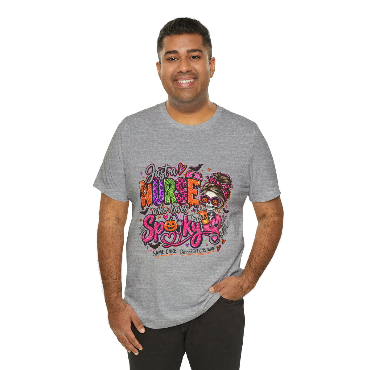 Just a Nurse Who Loves Spooky Tee — Halloween Nurse Graphic Shirt