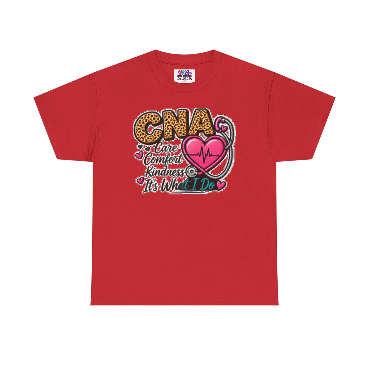 CNA Tee - "Care Comfort Kindness" Heartbeat Stethoscope Shirt for Nursing Assistants