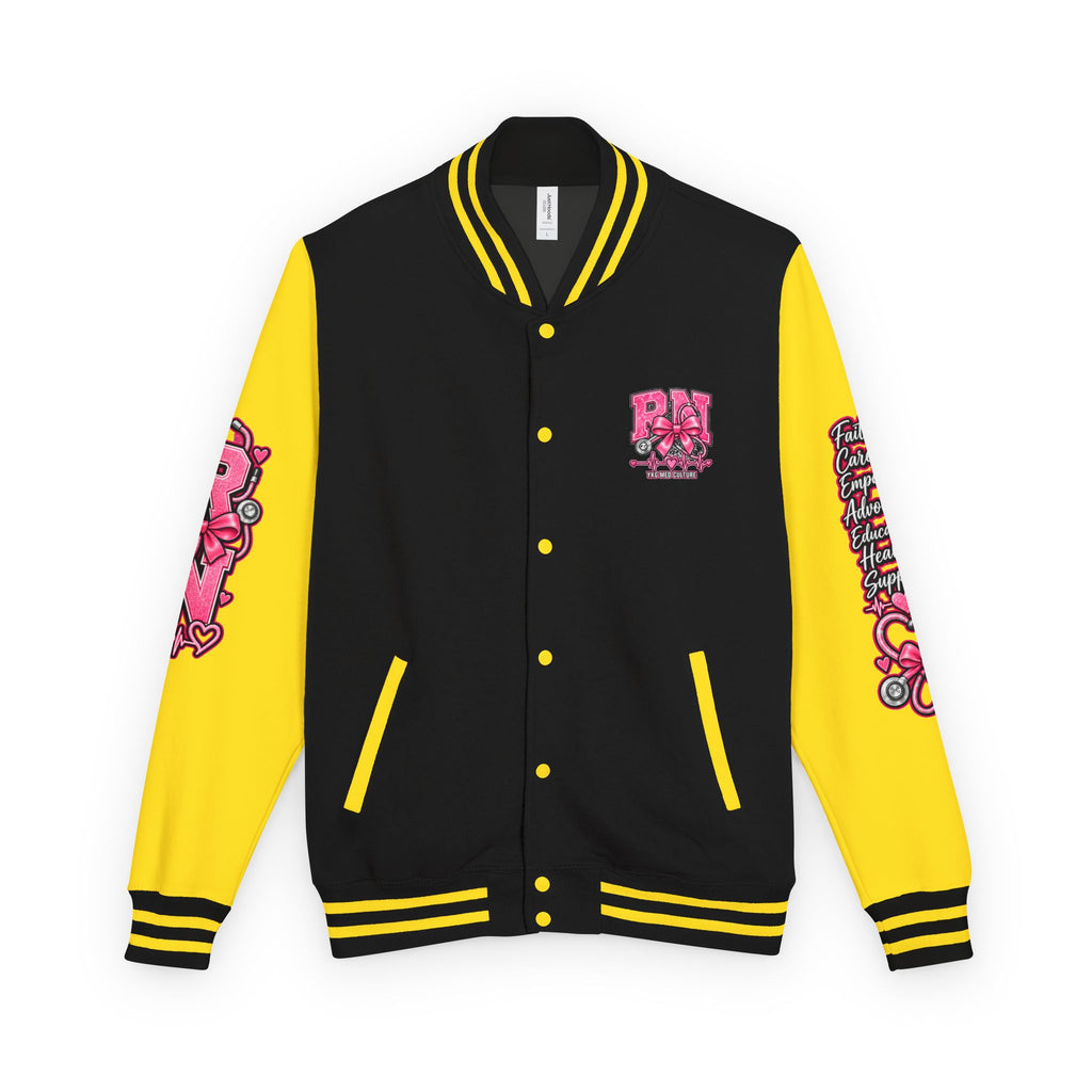 RN Registered Nurse Letterman Jacket — Pink Bow Varsity Jacket for Nurses
