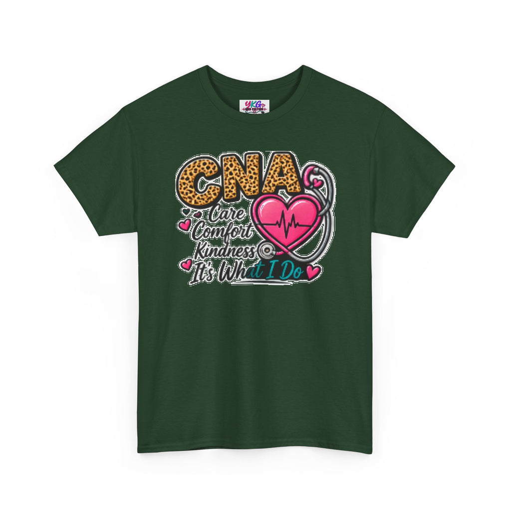 CNA Tee - "Care Comfort Kindness" Heartbeat Stethoscope Shirt for Nursing Assistants
