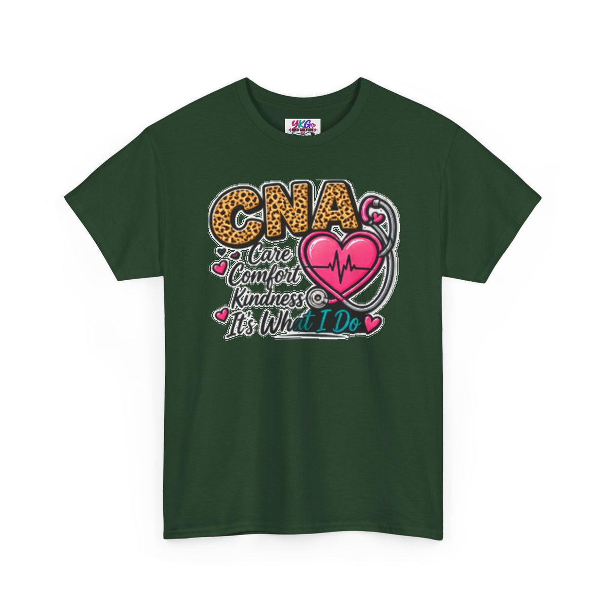 CNA Tee - "Care Comfort Kindness" Heartbeat Stethoscope Shirt for Nursing Assistants