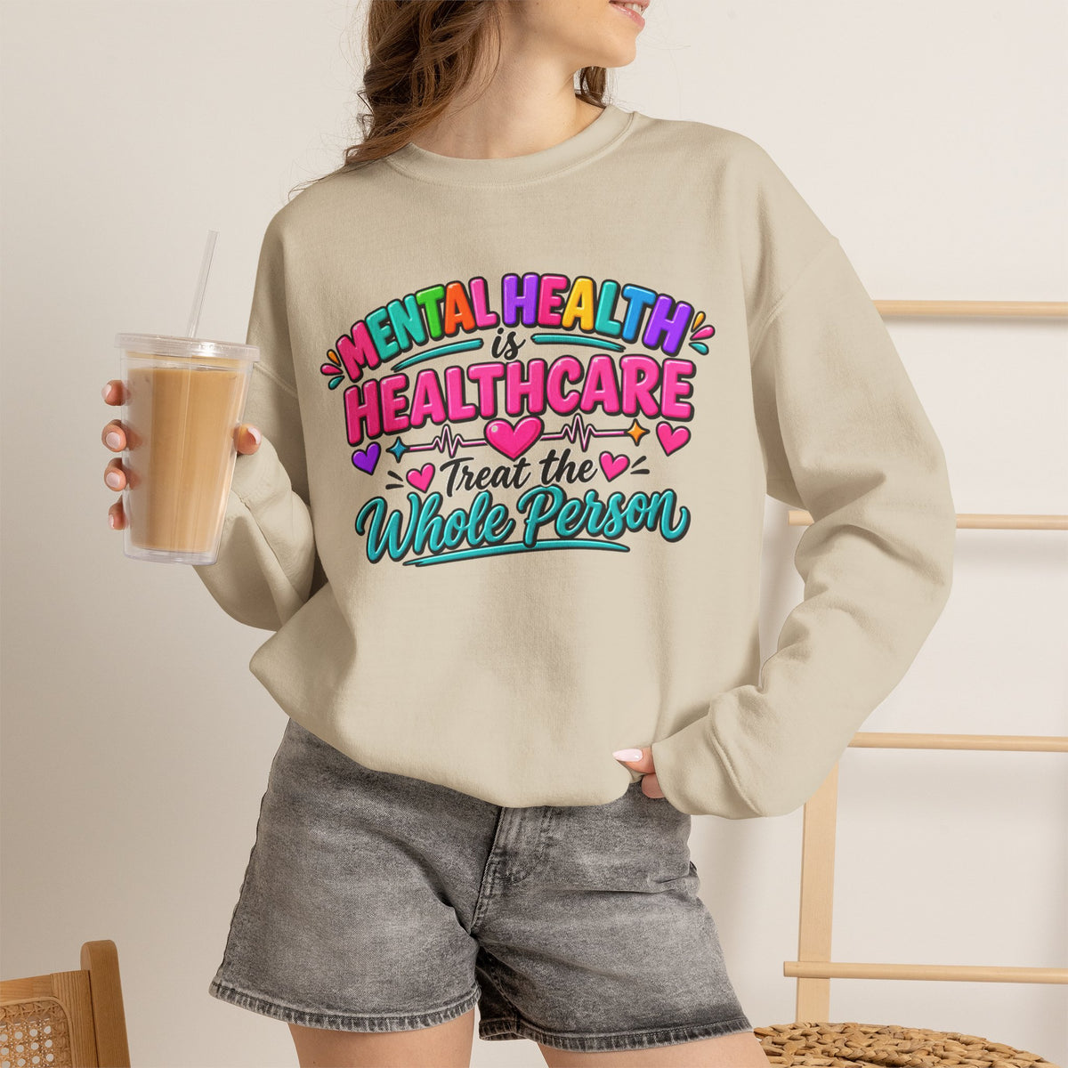 Mental Health is Healthcare Crewneck Sweatshirt — Treat the Whole Person