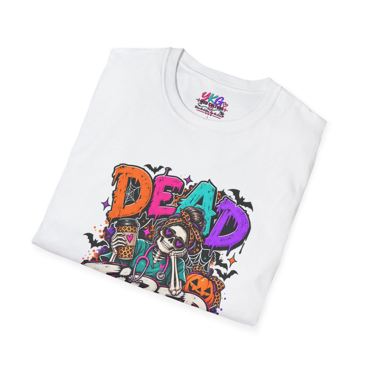 Dead Tired Still Caring Graphic T-Shirt — Funny Gothic Skull Tee
