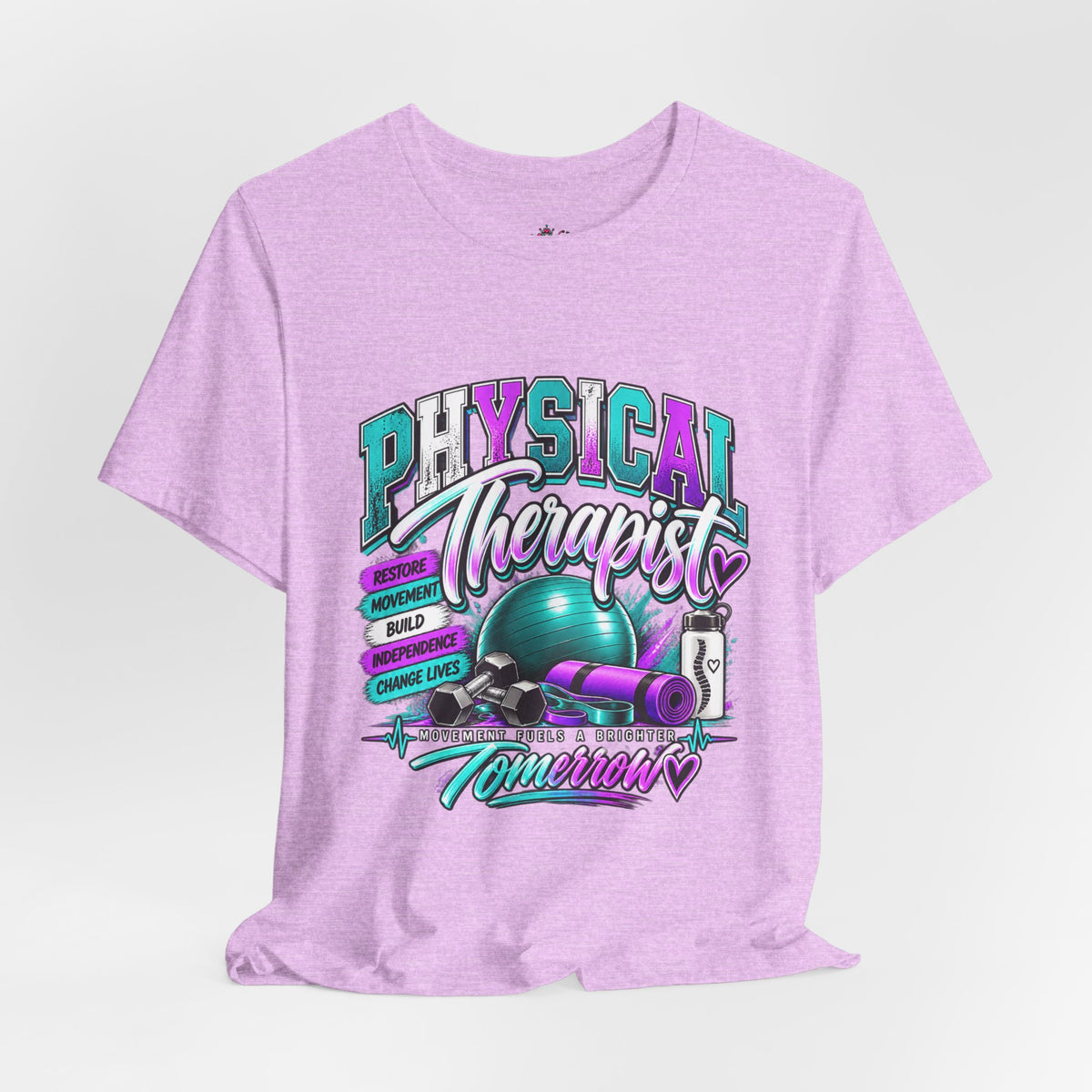 Physical Therapist Tee — Retro Fitness Graphic Shirt ("Physical Therapist: Helping People Move, Change Lives")