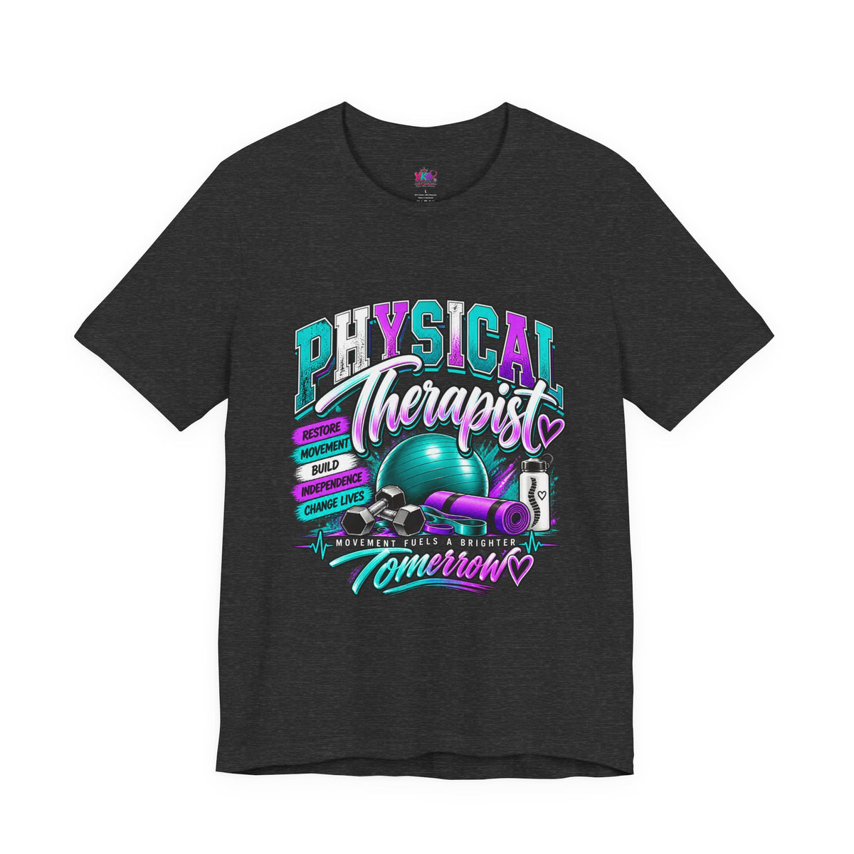 Physical Therapist Tee — Retro Fitness Graphic Shirt ("Physical Therapist: Helping People Move, Change Lives")