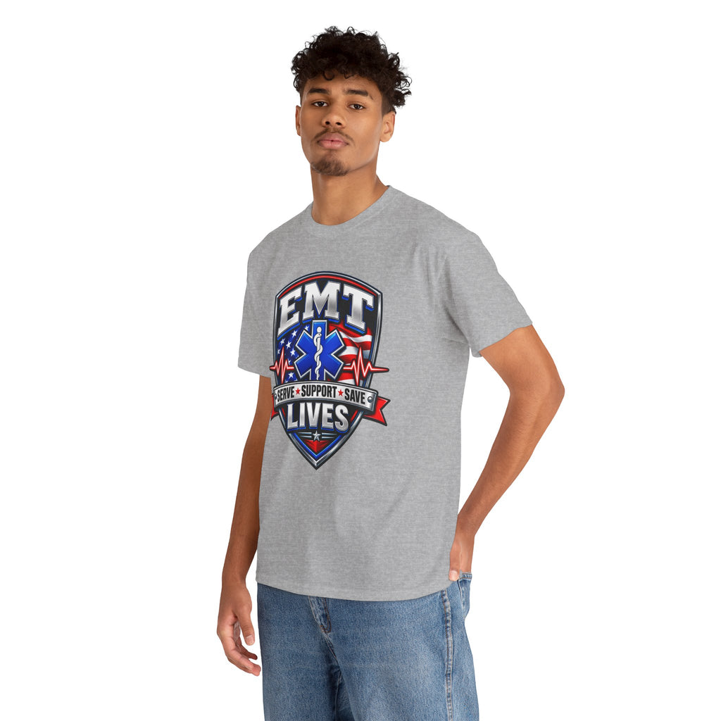 EMT Lives Tee — "Serve • Support • Save" EMS Shield Shirt