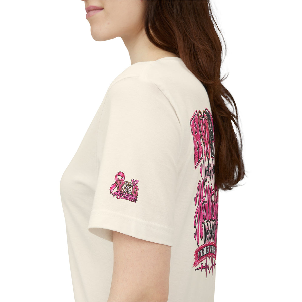 Hope Looks Good On Healthcare Workers T-Shirt — Breast Cancer Awareness Healthcare Tee