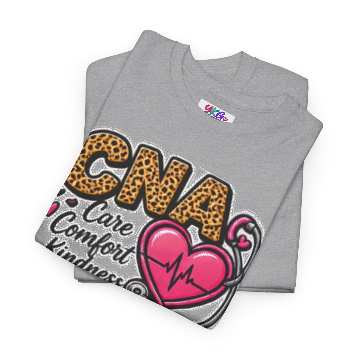 CNA Tee - "Care Comfort Kindness" Heartbeat Stethoscope Shirt for Nursing Assistants