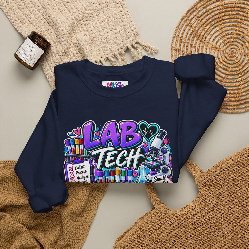 Lab Tech Crewneck Sweatshirt — Colorful Science Lab Technician Graphic