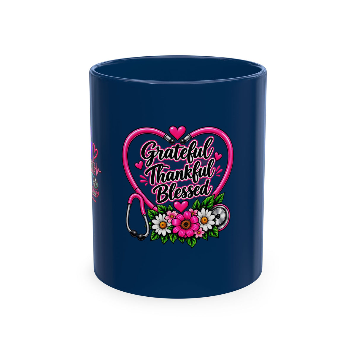 Grateful Thankful Blessed Nurse Mug — Floral Stethoscope Ceramic Coffee Cup