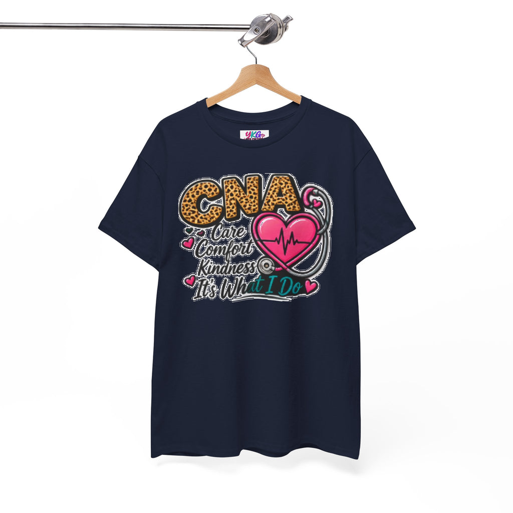 CNA Tee - "Care Comfort Kindness" Heartbeat Stethoscope Shirt for Nursing Assistants