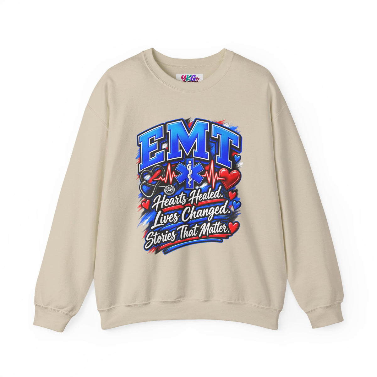 EMT Crewneck Sweatshirt — Hearts Healed, Lives Changed, Stories That Matter