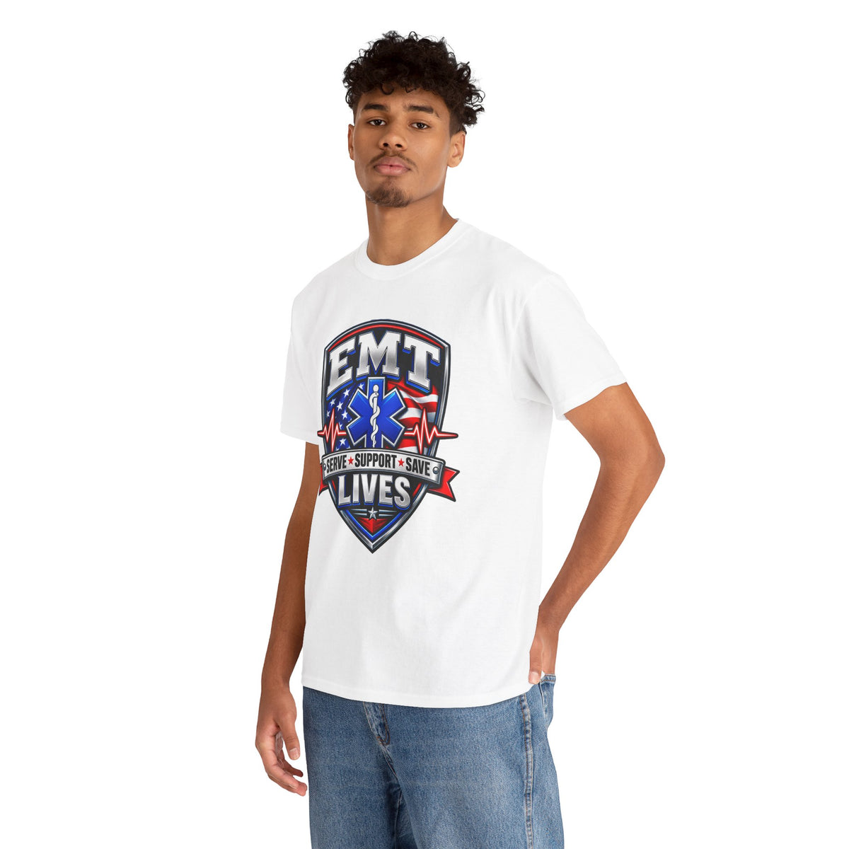 EMT Lives Tee — "Serve • Support • Save" EMS Shield Shirt