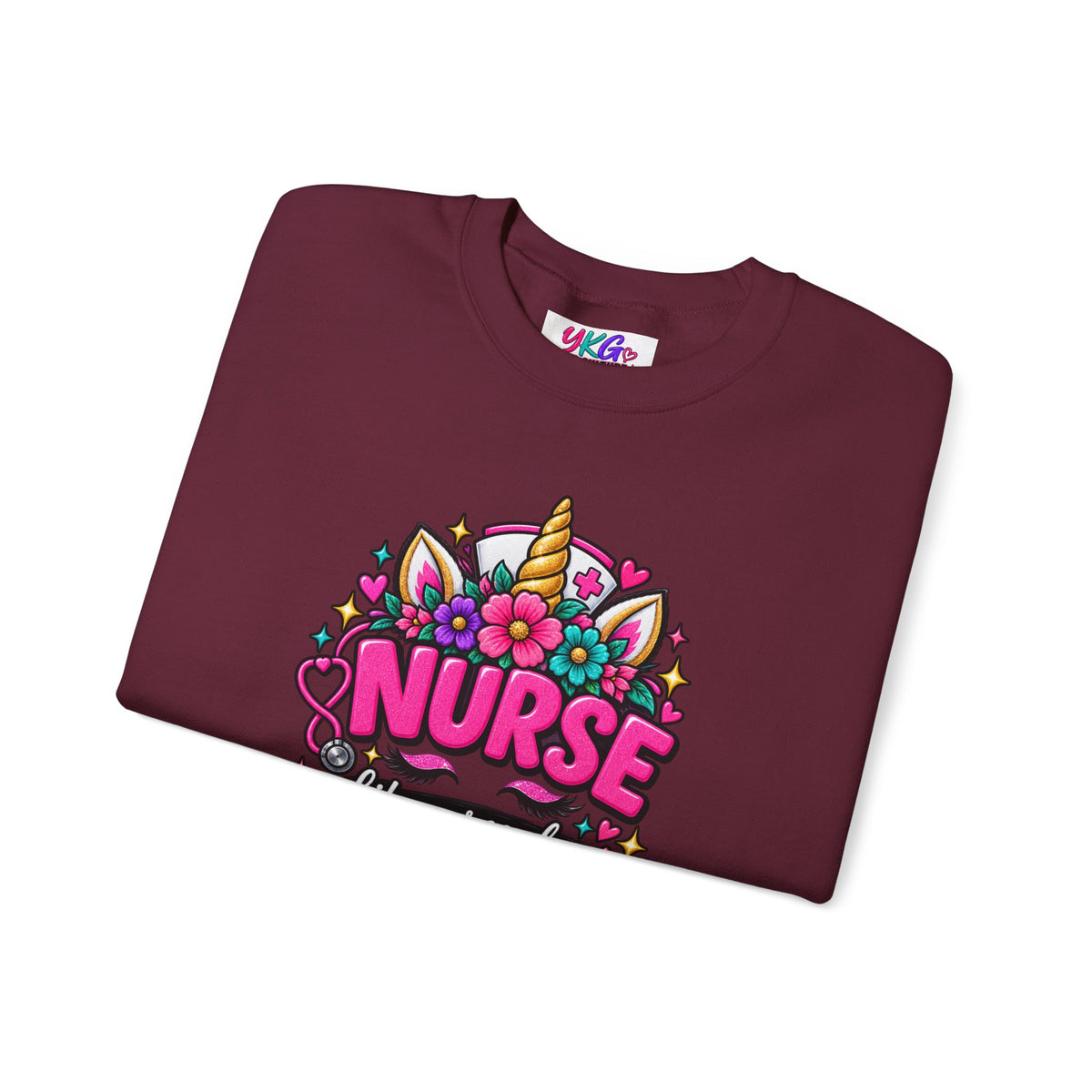 Crewneck Sweatshirt — "Nurse Like a Regular Nurse, Only More Magical" Cute Unicorn Nursing Pullover