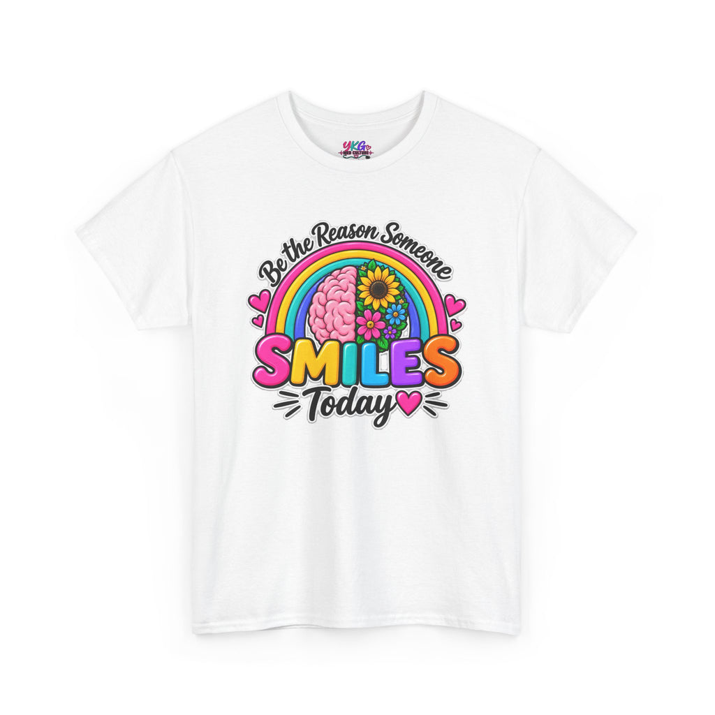 Smiles Today Rainbow Tee — "Be the Reason Someone Smiles Today" Positive Graphic Shirt