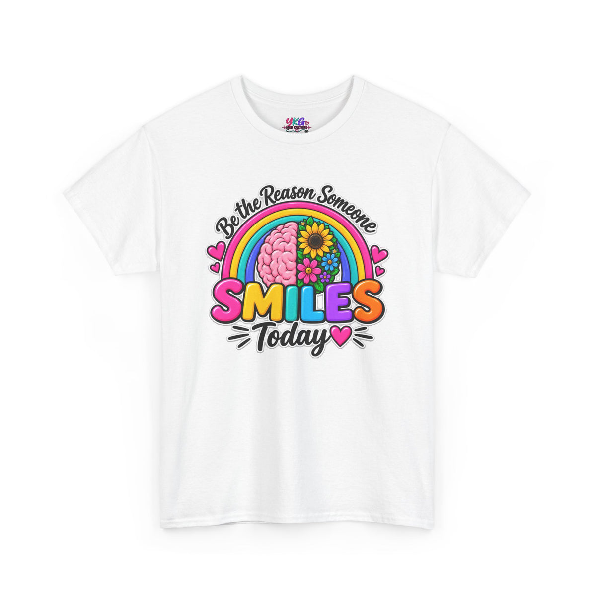 Smiles Today Rainbow Tee — "Be the Reason Someone Smiles Today" Positive Graphic Shirt