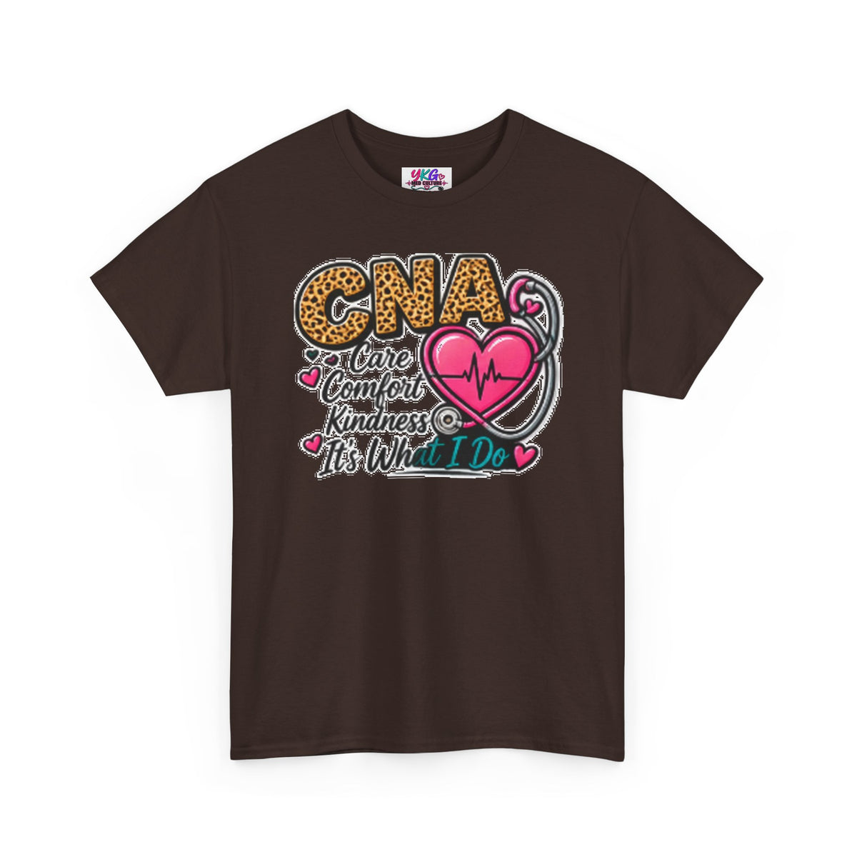 CNA Tee - "Care Comfort Kindness" Heartbeat Stethoscope Shirt for Nursing Assistants