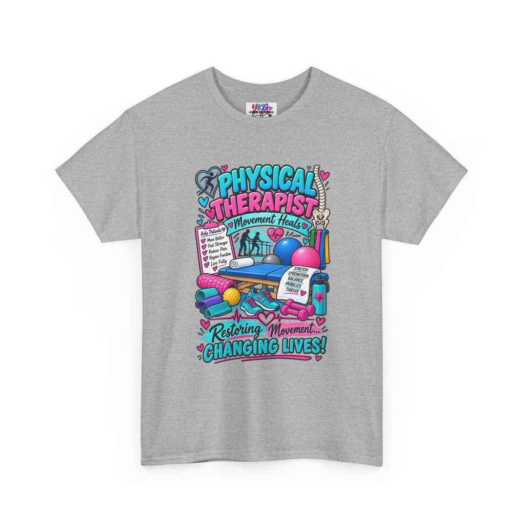 Physical Therapist T-Shirt — "Restoring Movement, Changing Lives" Colorful Rehab Tee