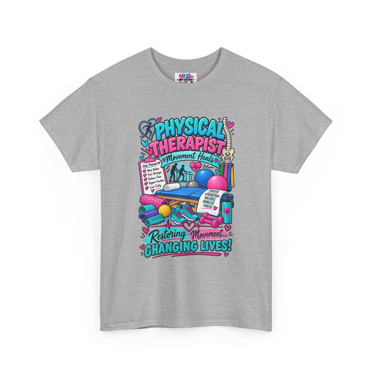 Physical Therapist T-Shirt — "Restoring Movement, Changing Lives" Colorful Rehab Tee